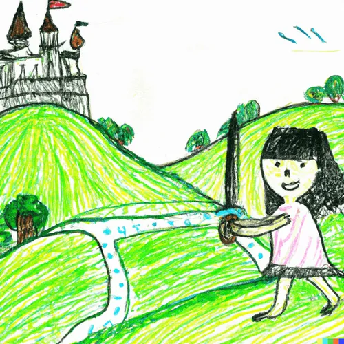 child in front of castle