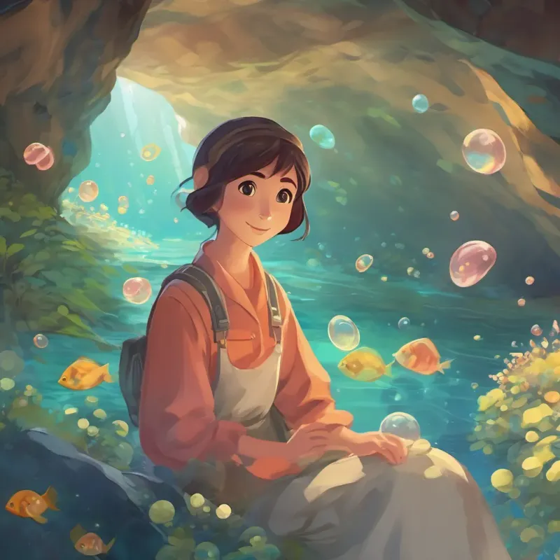 They sound of swishing echoed in the underwater cave with bubbles.