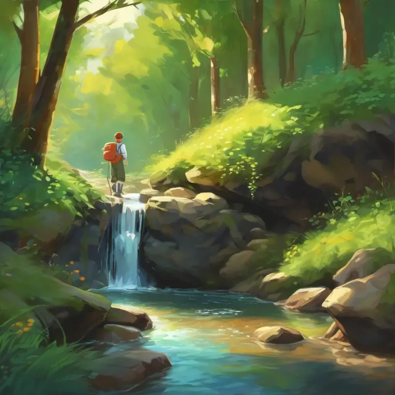 Discovery of a brook provides a refreshing break for them.