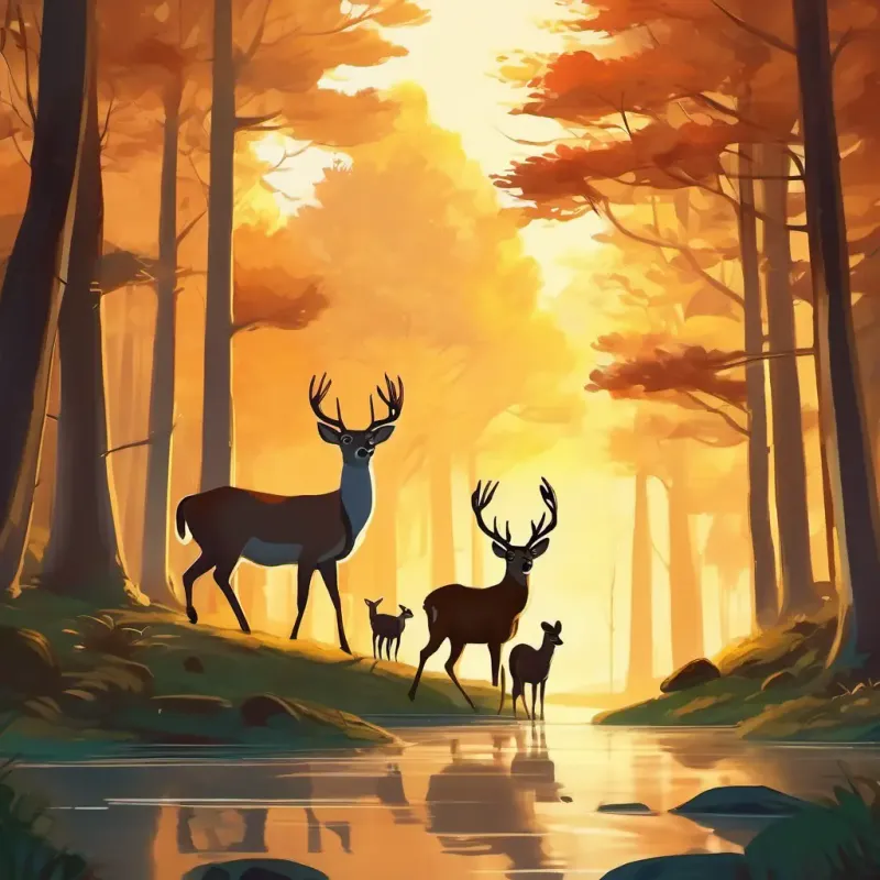 Encounter with a deer family during their rest.