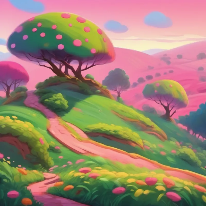 Pinky spots a hill resembling a slide, and Giggles imagines talking trees.
