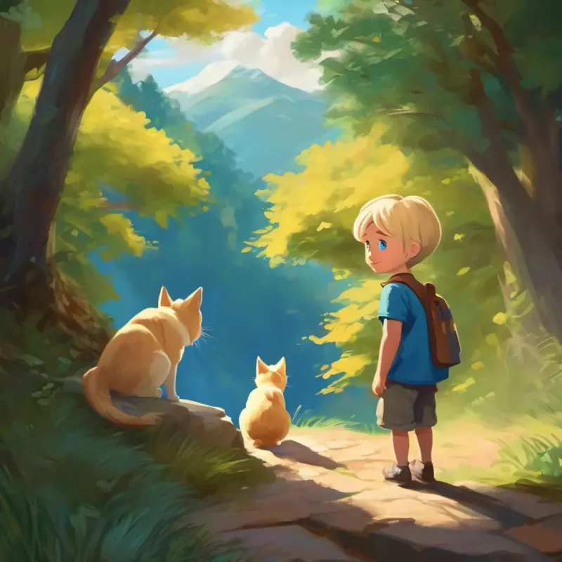 Curious, short blond hair, blue eyes, adventurous spirit asks father about pet
