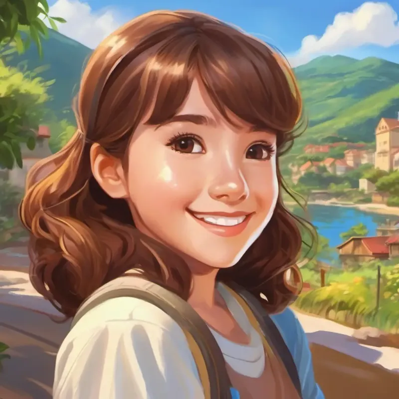 Caring, brown hair, brown eyes, friendly smile reveals the vacation destination