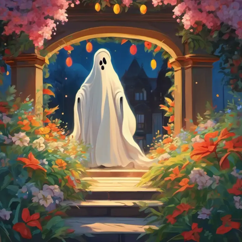 The ghost departs but leaves behind stunning flowers as a token of appreciation.