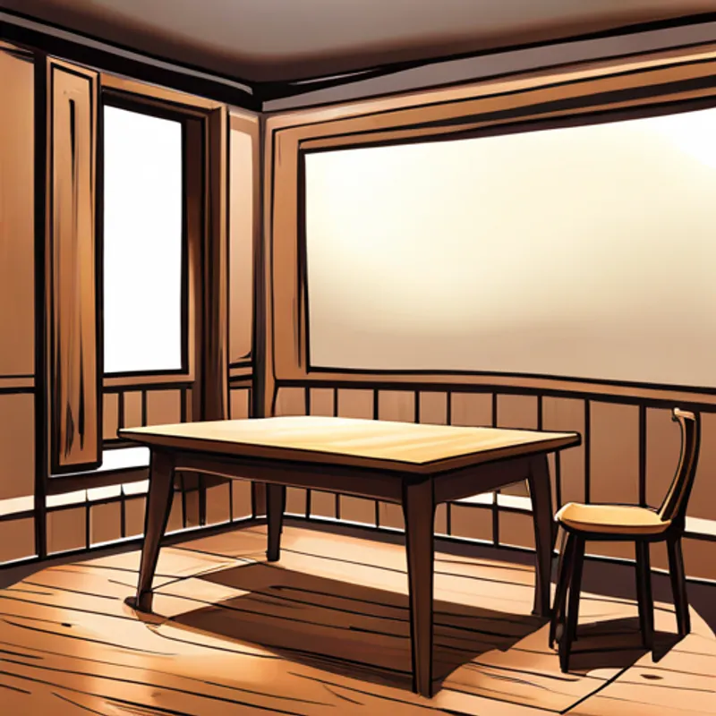 A wooden table in a cozy dining room