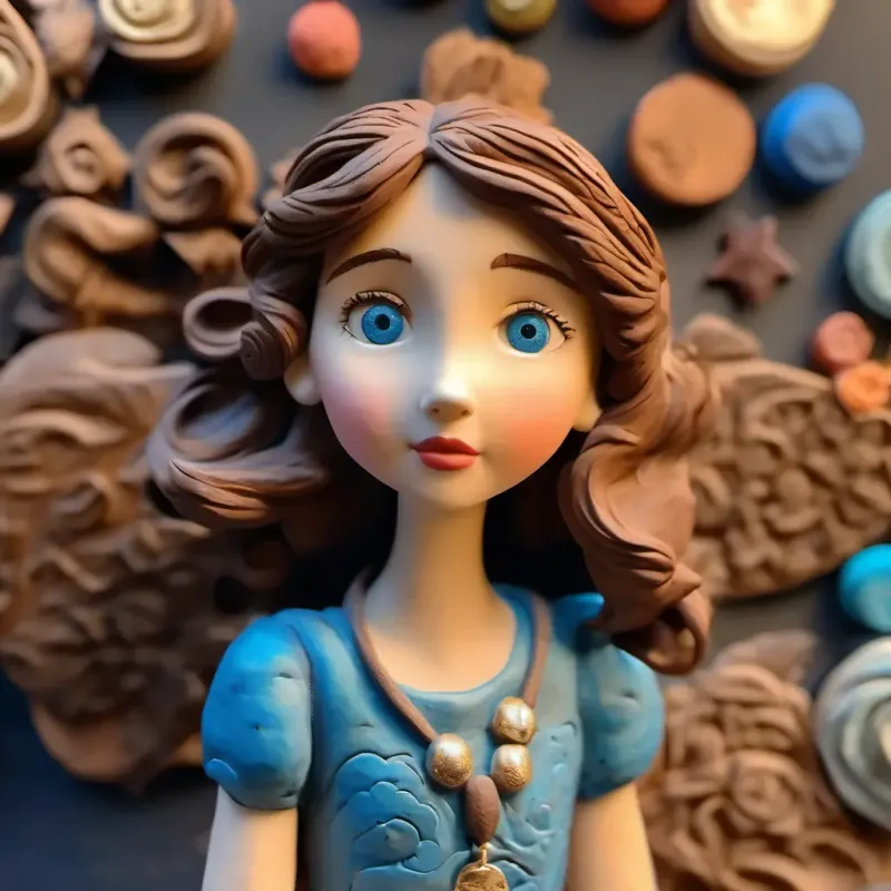 Curious girl, brown hair, blue eyes, always looking up at the stars's lesson on deep listening, promise to the stars