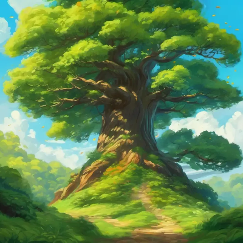 Albero Alberto era un grande albero con una corteccia ruvida e foglie verdi vibranti.