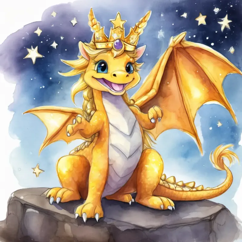 Spark is a mischievous dragon who loves to play pranks and make loud noises is a mischievous dragon who loves to play pranks and make loud noises. Queen Melody has golden hair and wears a crown made of stars wants to help her people sleep peacefully.