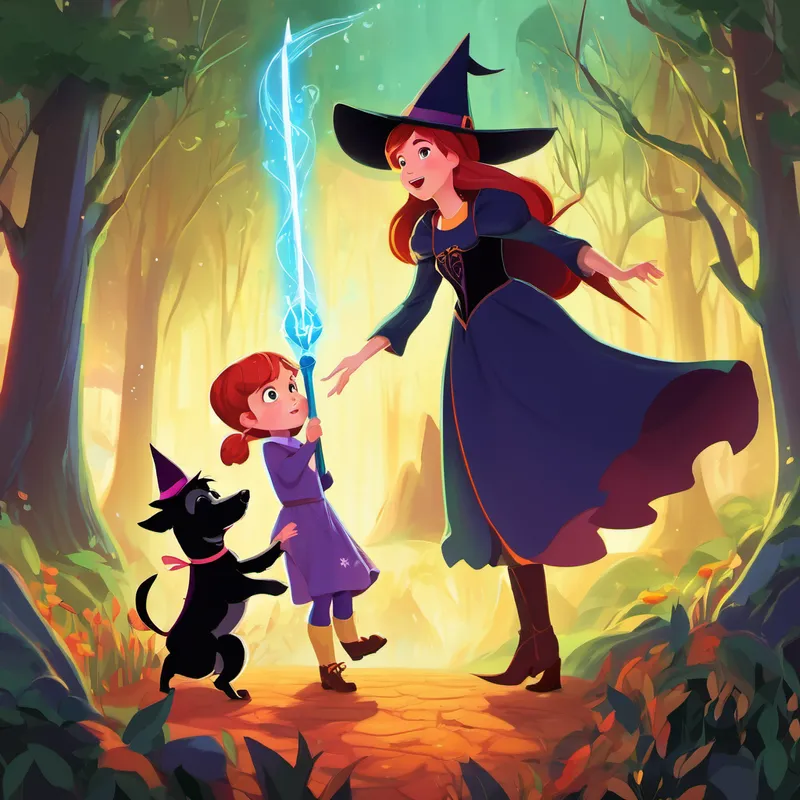 Finally, they reached the lair of the wicked witch. Malina was shocked to see Princess Anna and Max standing before her. She tried to cast another spell, but Princess Anna used her magical scepter to protect herself and Max. The scepter created a powerful forcefield, trapping the witch inside.