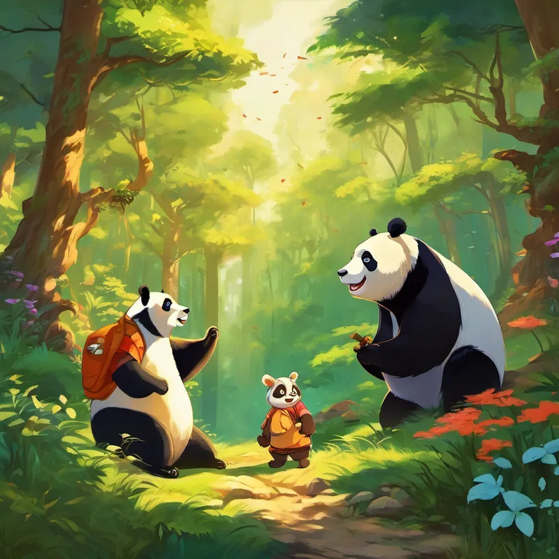 The other animals tried to convince Gutara Panda to come along, explaining how important this mission was for the well-being of their home. But he just yawned and stretched, reassuring them that they would be successful without him. As the animals journeyed deep into the forest, they faced many challenges - treacherous terrains, mysterious creatures, and endless puzzles. Yet, they remained determined, each bringing their unique skills to the table. In the midst of their adventure, they stumbled upon a beautiful meadow filled with colorful flowers. And right there, in the middle, was the magical flower they had been seeking.