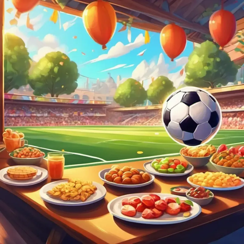 Exciting soccer game atmosphere with delicious snacks and festive decorations