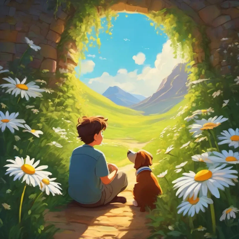 Tim hears a riddle from a daisy.