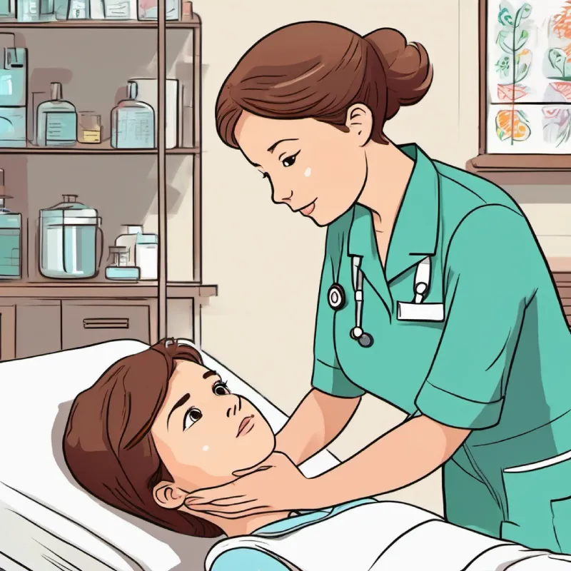 Focused, experienced nurse with compassionate eyes, short brown hair starts CPR on the patient.