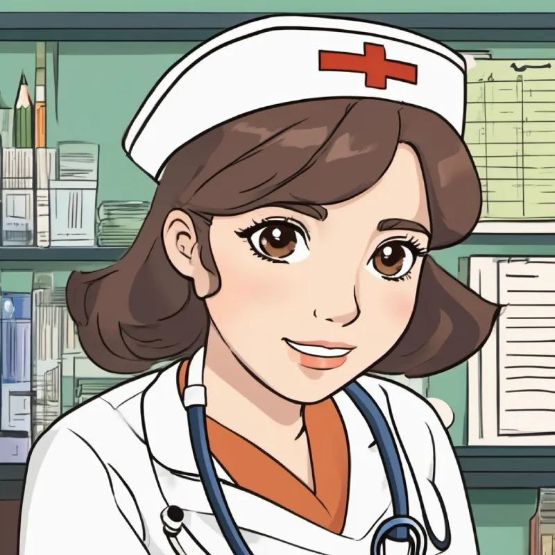 Focused, experienced nurse with compassionate eyes, short brown hair documents the incident in the medical record.