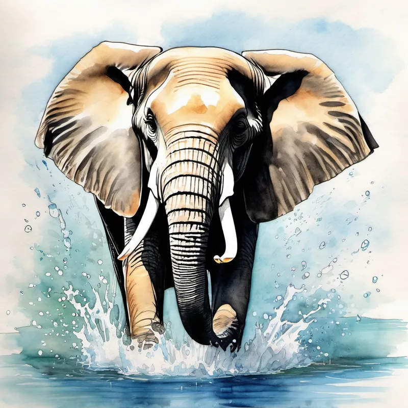 Elephant splashing happily in the water