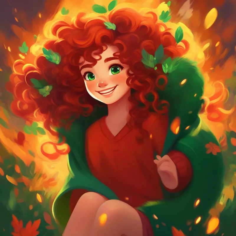 Wild curly hair and a mischievous grin. falls in love with Fiery red hair and sparkling emerald eyes., who is married to Kind-hearted man with a warm smile..