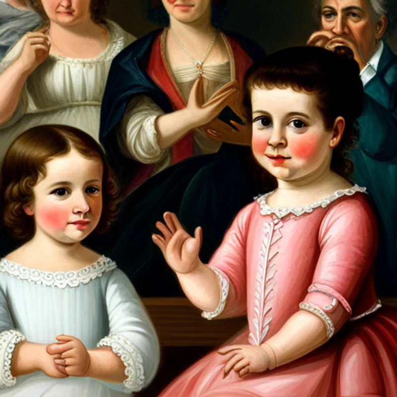 Emma, with brown hair and a pink dress smiling with parents clapping in background