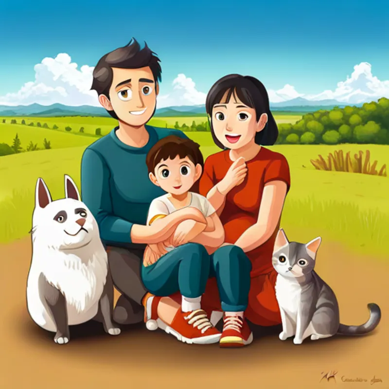 Noé, sua família e os animais saindo da arca felizes