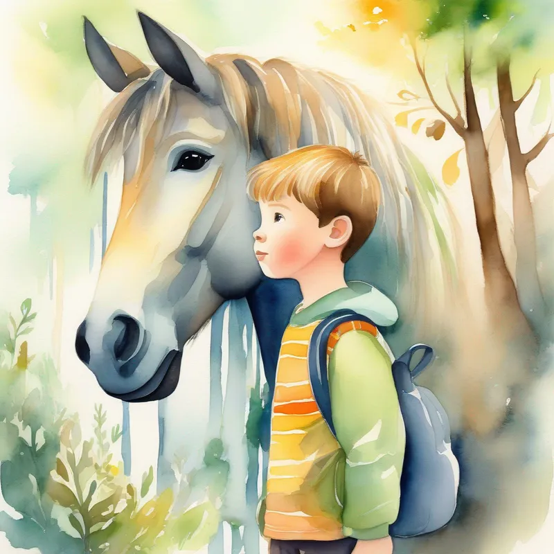 A young boy with the ability to talk to animals. meets a sad horse in the enchanted forest.