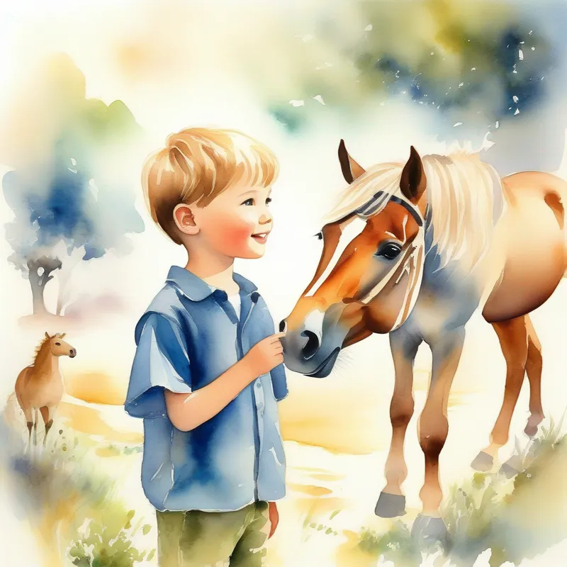 A young boy with the ability to talk to animals. and the horse arrive at a beautiful animal kingdom.