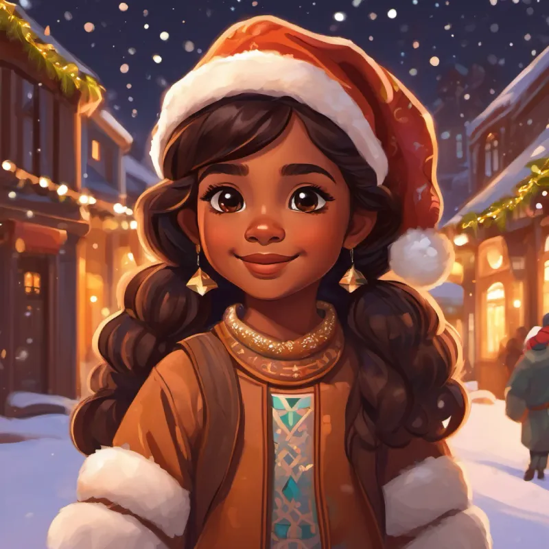 Young girl, warm brown skin, bright brown eyes dressing up in a special outfit for the festival