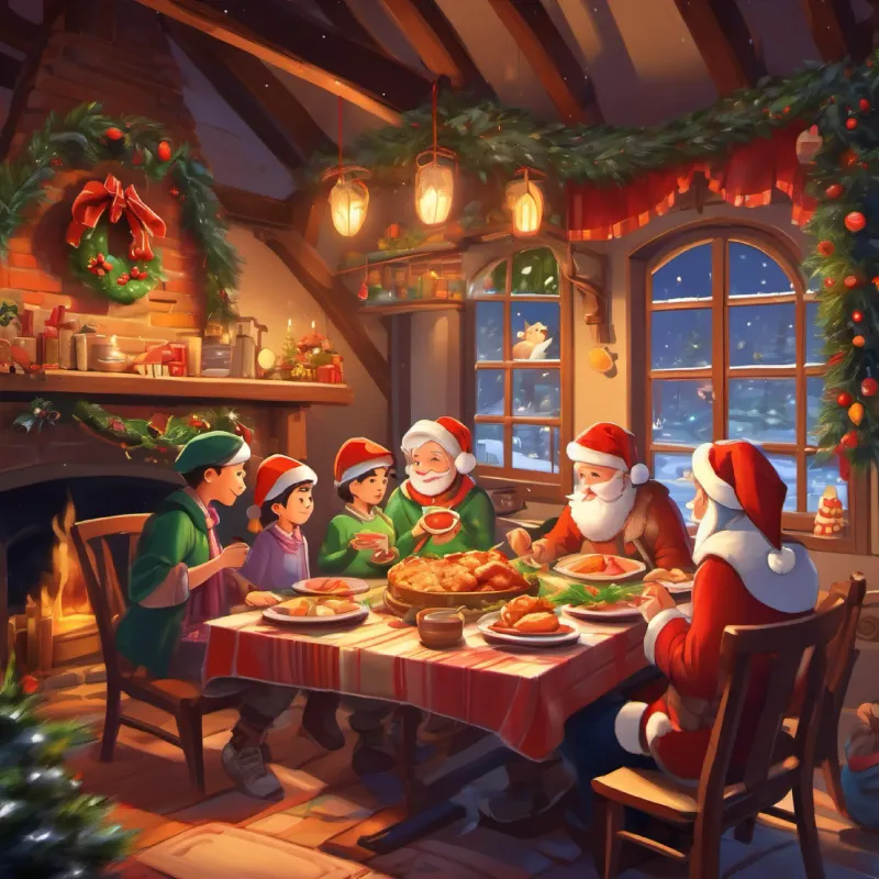 Mealtime storytelling, enjoying traditional food