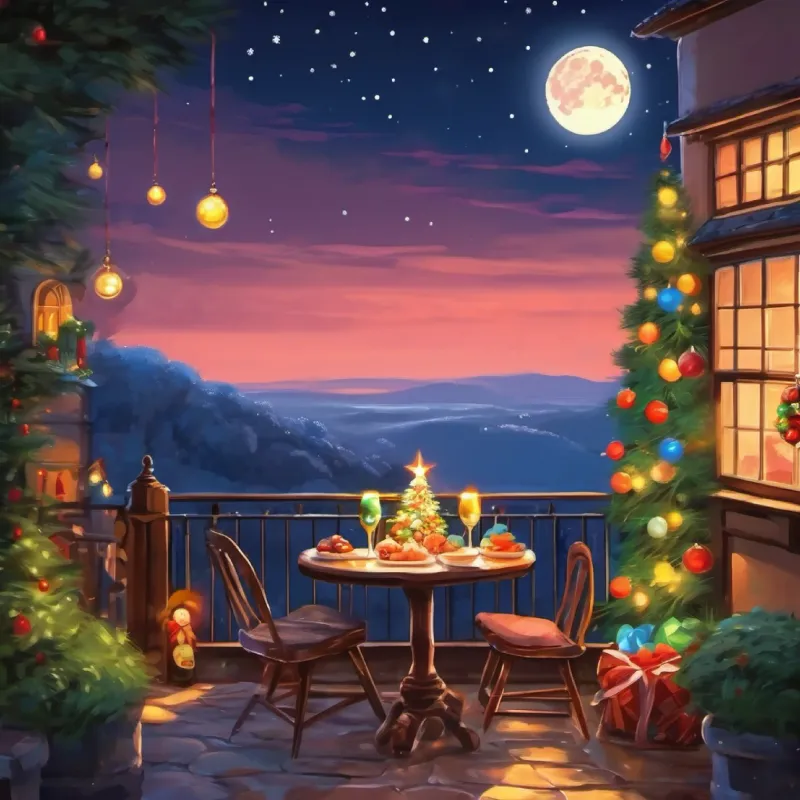 Evening under moon, sweet conclusion to meal