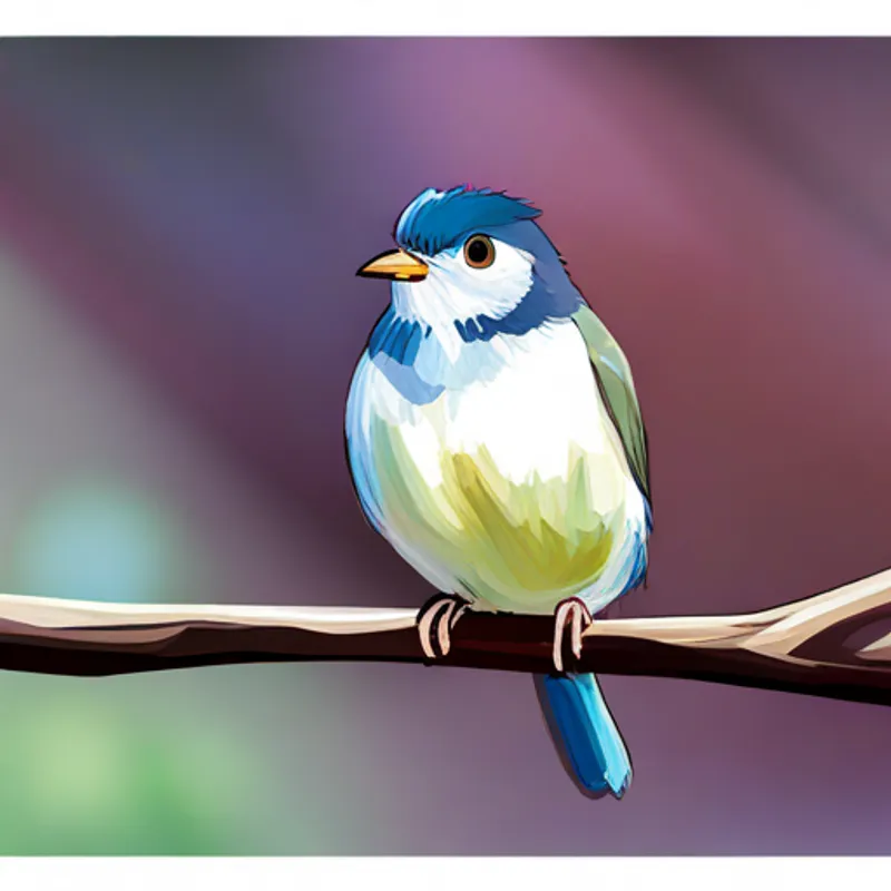 A bird perched on a branch, chirping