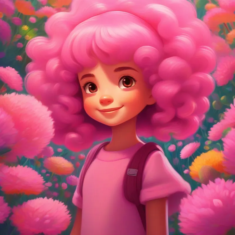 Menina sapeca com faixa rosa no cabelo. sorrindo enquanto divide seus brinquedos com amigos.