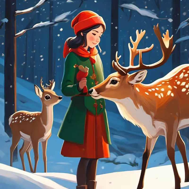 Libi helping a deer, showing compassion.