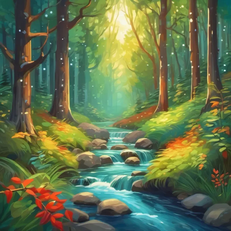 Discovery of a magical stream in the forest.