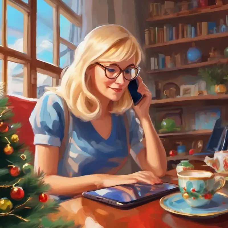 Blonde hair, blue eyes, bright and cheerful's mom observing her sedentary behavior, deciding to address her mobile usage.