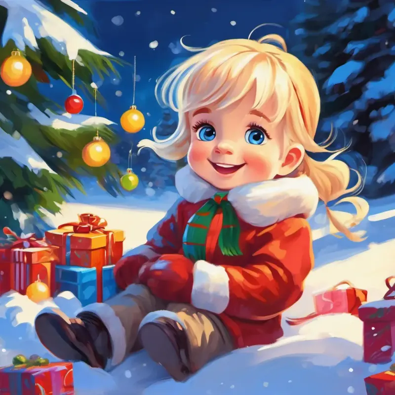 Blonde hair, blue eyes, bright and cheerful enjoying outdoor play, realizing how fun it is.