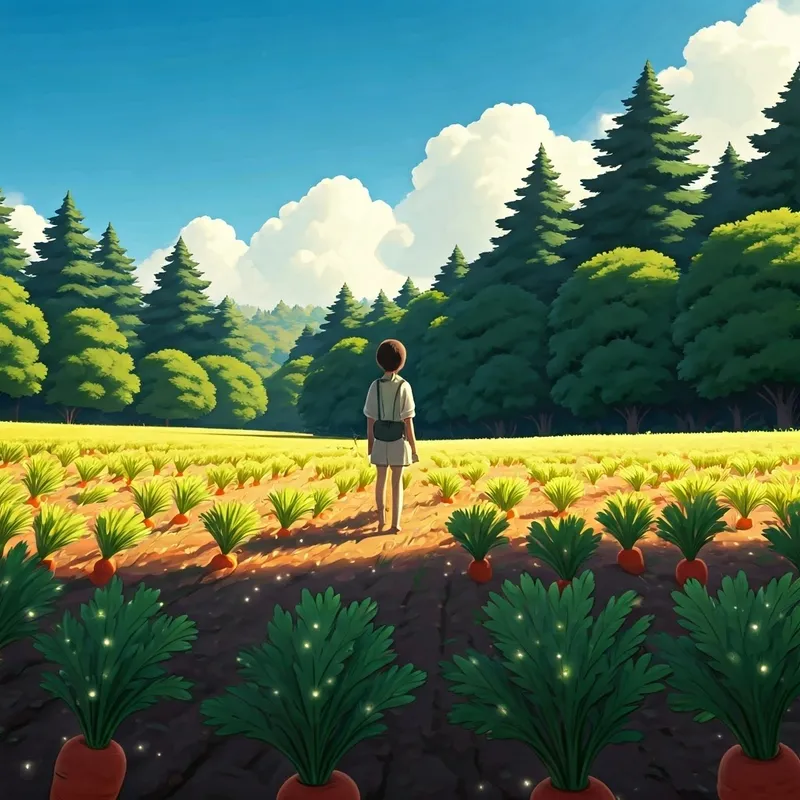 A field of sparkling carrots