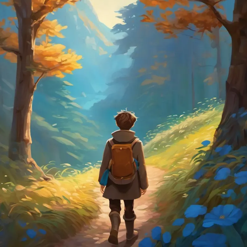 Courage and kindness help Bright blue eyes, brown hair, curious nature move forward on his journey.