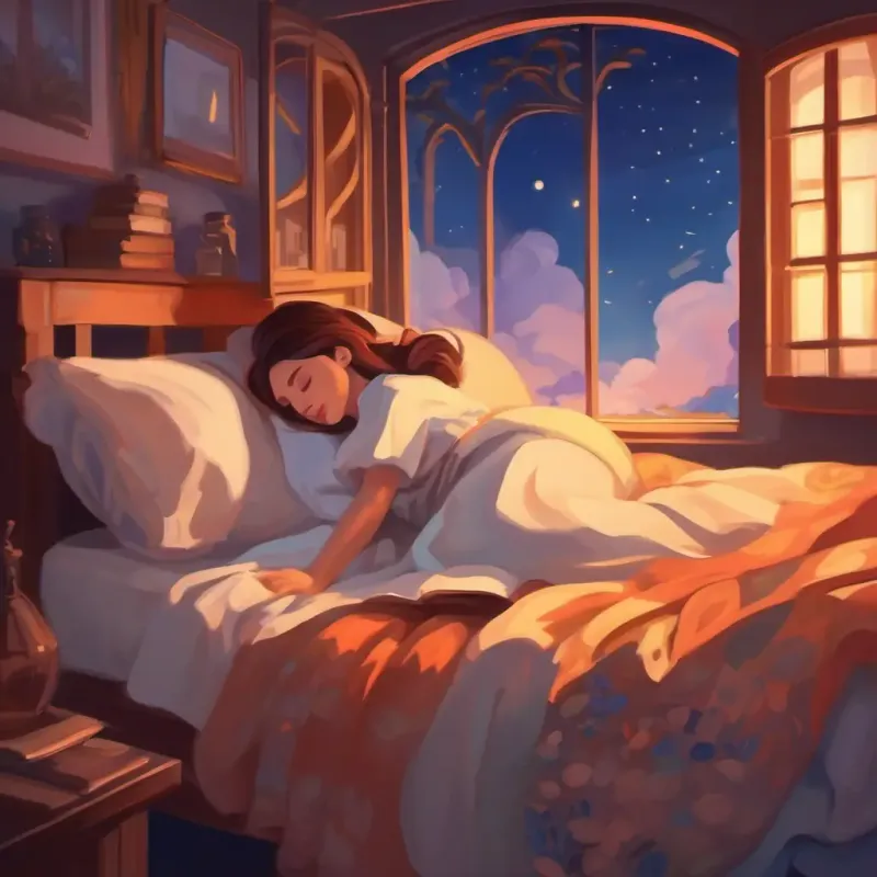 Alvira asleep, ending the day with hopeful dreams.