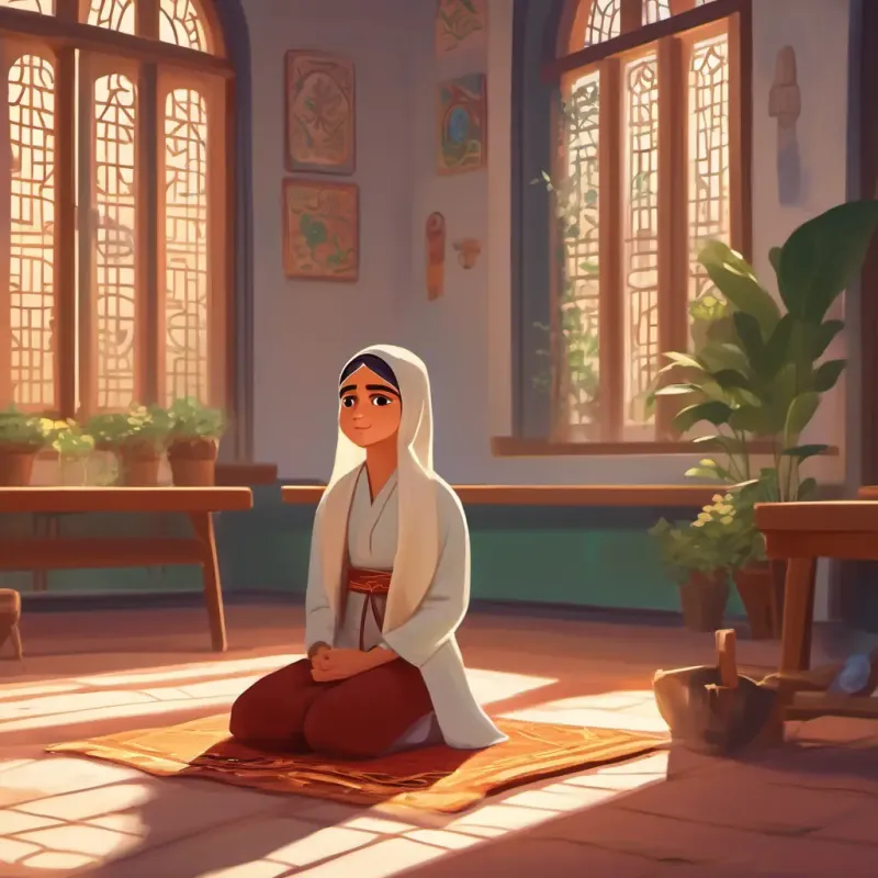 Alvira performing her noon Salah at school.