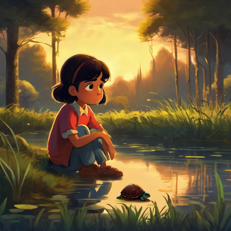 One evening, as Coco was preparing for her usual journey, she noticed a little turtle named Tommy sitting all alone near a pond, looking very sad. Coco hopped over and asked, "Why do you look so glum, Tommy?" Tommy, with a tear in his eye, explained, "I can't fall asleep at night. I have so much on my mind, and my dreams are always scary. It's hard to close my eyes when I'm afraid of what I might see."