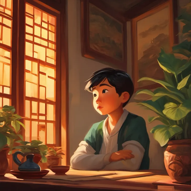 Antonio thinking deeply about China, showing curiosity.