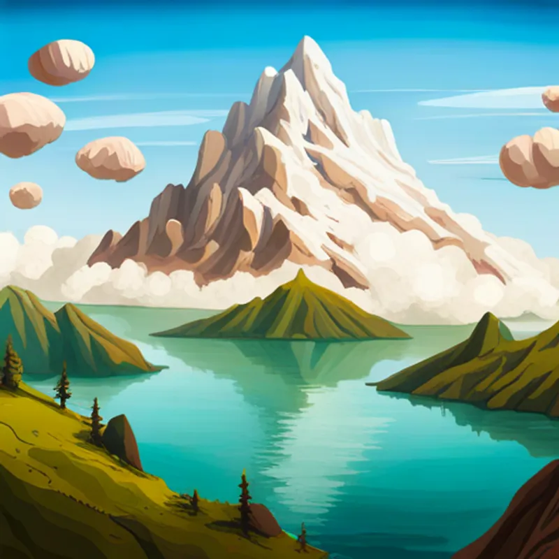 Criatura en un mundo de montañas flotantes