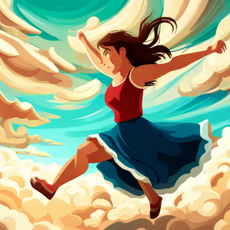 Criatura bailando en el cielo y guiada por el viento