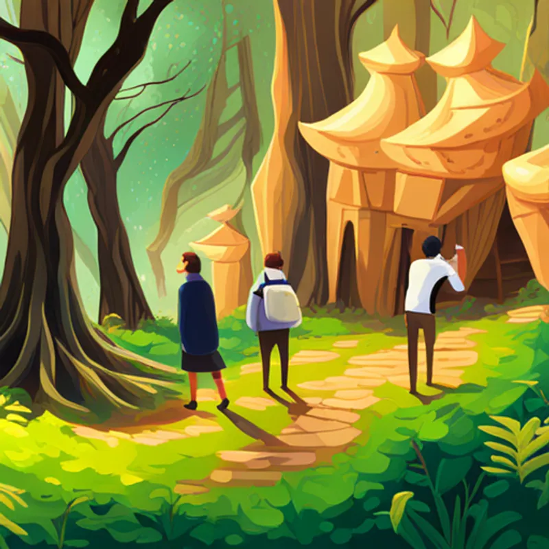 Personas buscando a la criatura mágica