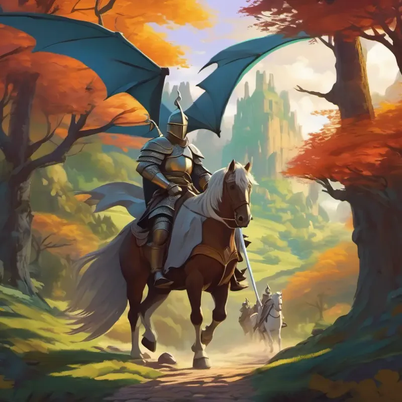 The knights venture towards the dragon's forest home.