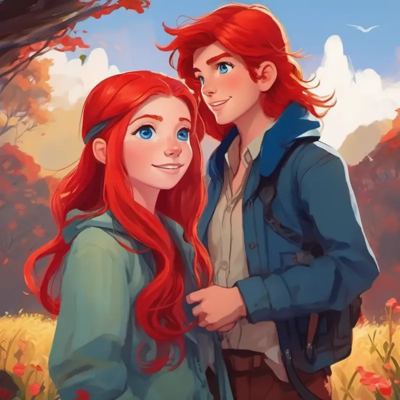 Bright red hair, blue eyes, adventurous and kind-hearted and the devils part ways with a promise to meet again. They become friends and have adventures.