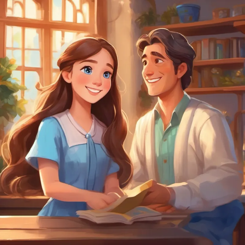 Introduction to Young girl, bright smile, long brown hair, sparkling blue eyes and her living with her aunt and uncle.