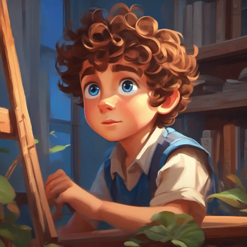 A young boy, eager, with curly brown hair and big blue eyes learns the importance of effort over excuses.
