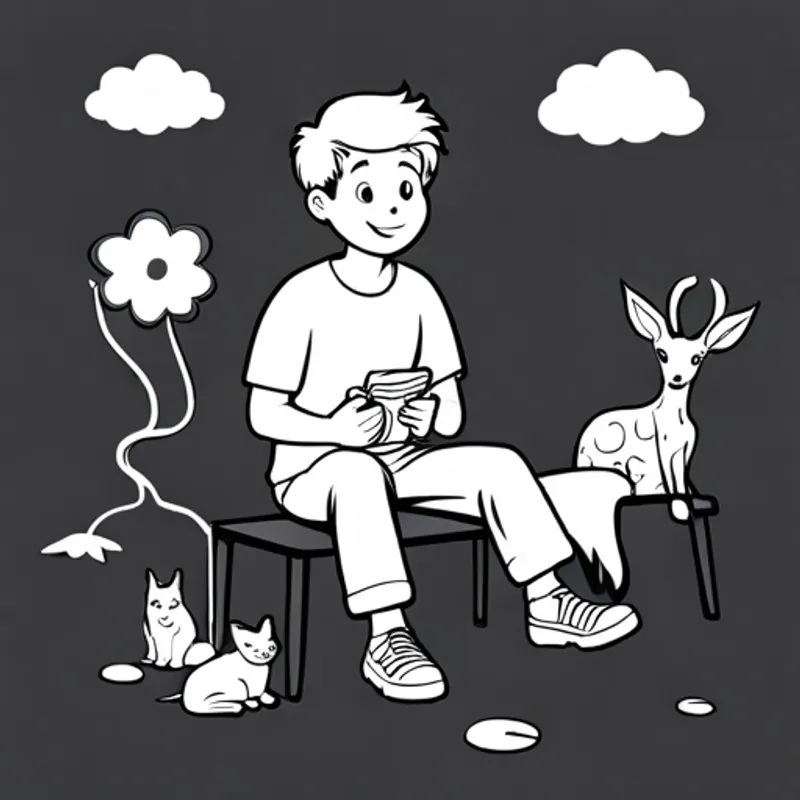 Jack sits with the animals, smiling and listening attentively