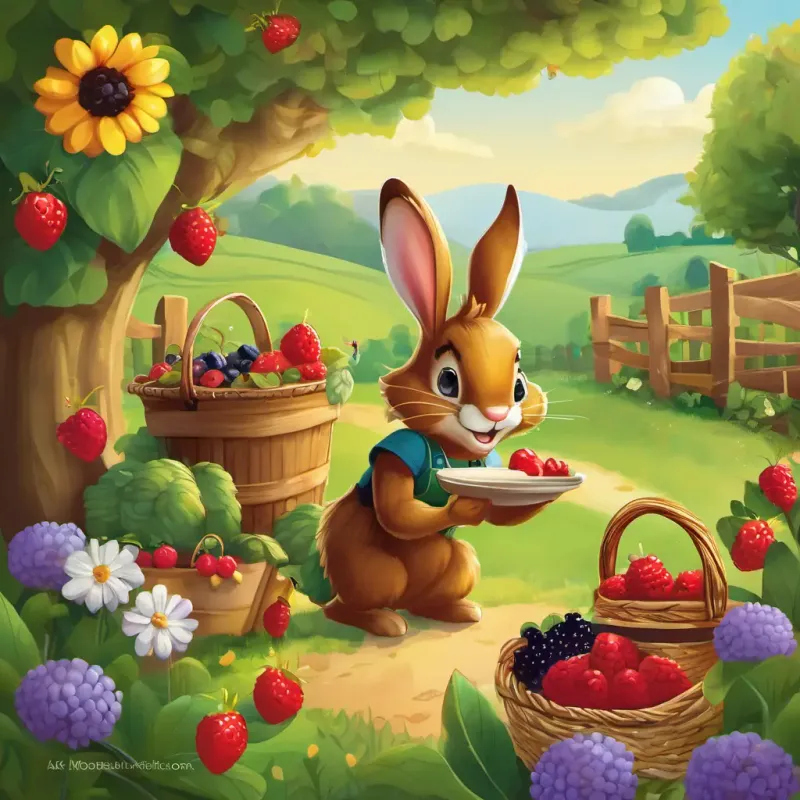 In Buzzy Bee’s garden, a grand picnic buzzed with laughter. Berry the Bunny boasted, "I grew the juiciest berries!" But secretly, they were Farmer Flo’s. During the feast, Buzzy whispered to Berry, “Your berries are bee-rific! Where’d you find them?” Berry’s ears drooped; she couldn't lie to Buzzy. With a tiny voice, Berry confessed, “They’re not mine. I found them by Farmer Flo’s fence.” The animals smiled, proud of her truth. “That’s okay,” hummed Buzzy, “Honesty is the sweetest treat!” Farmer Flo, overhearing, chuckled. “For being honest, let’s share the crop!” And the picnic buzzed happier than ever.