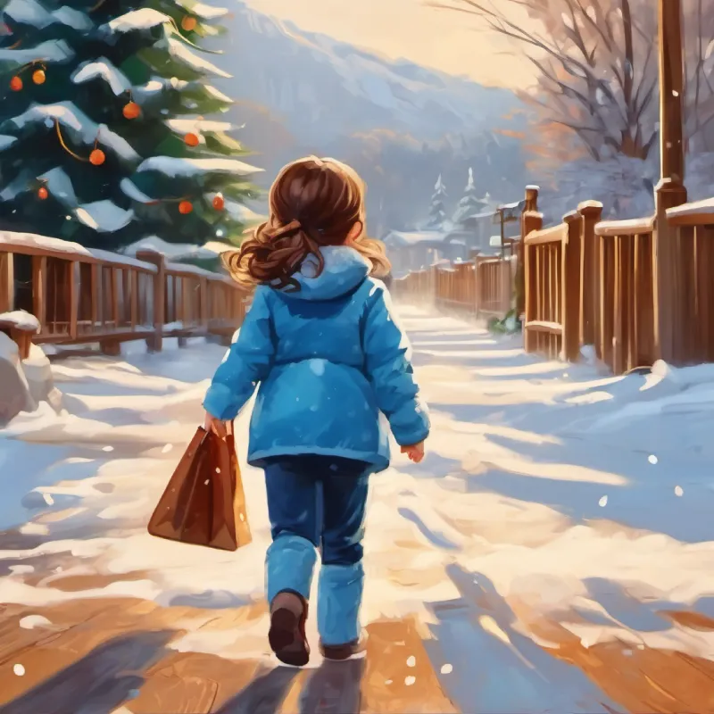 4-year-old white girl, blue eyes, brown hair, cheerful, a 4-year-old girl, waves goodbye to her father.