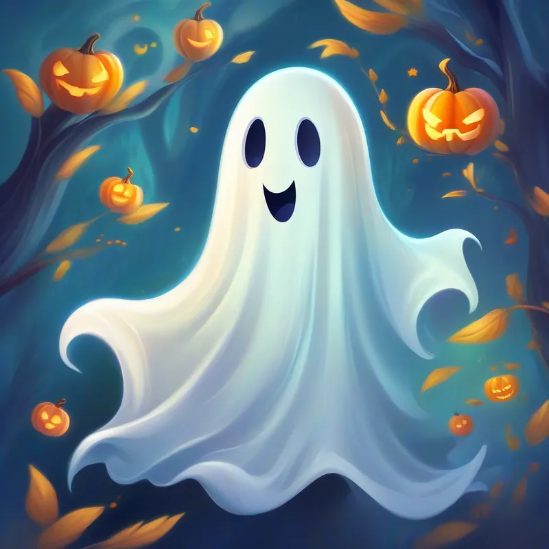 Friendly ghost in a sheet, happy and kind. dressed as a friendly ghost for Halloween party.
